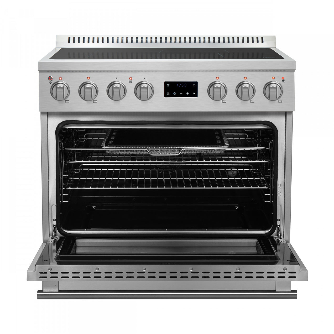Forno Torino Stainless Steel 36" True Convection Induction Range with Air Fry and Air Sous Vide (5.36 Cu. Ft.) - FFSIN0936-36