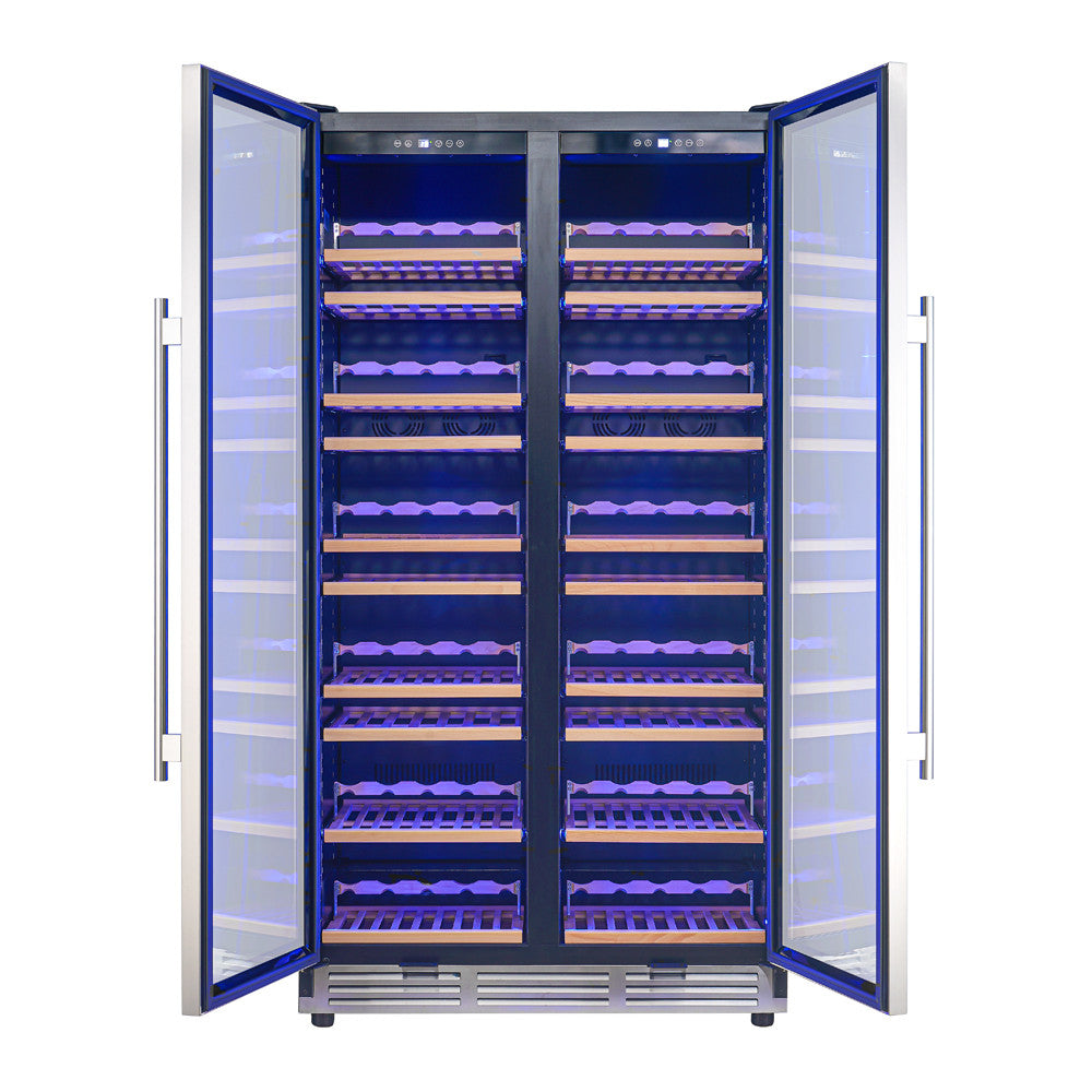 Forno Vernazza 40" Stainless Steel 166 Bottle Dual Zone Wine Cellar (25 Cu. Ft.) - FWCDR6642-40S