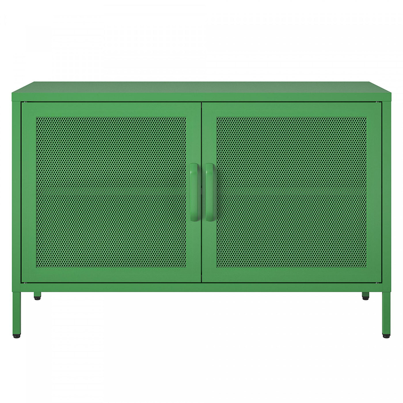 Channing Wide 2 Door Storage Cabinet with Mesh Metal - Kelly Green