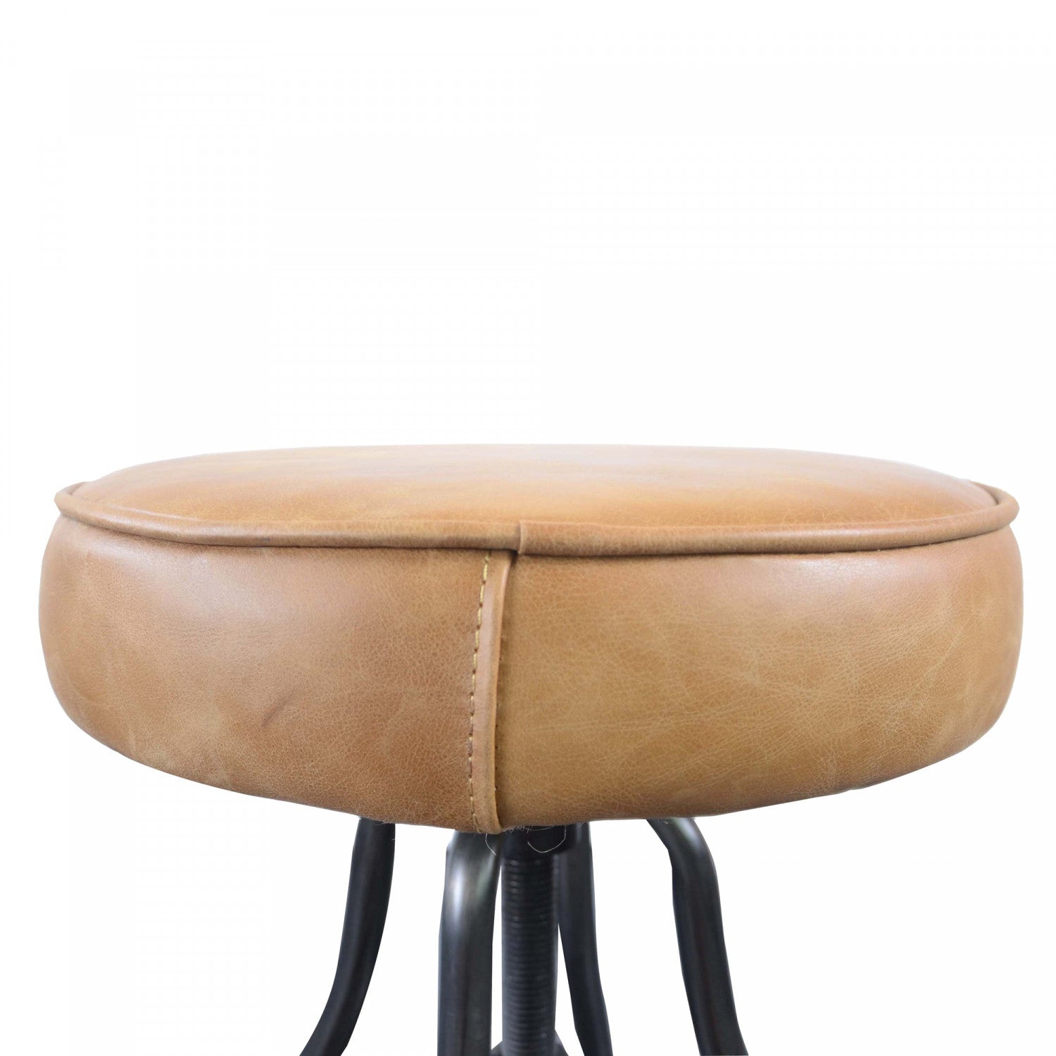 Maloe Leather Bar Stool - Cognac