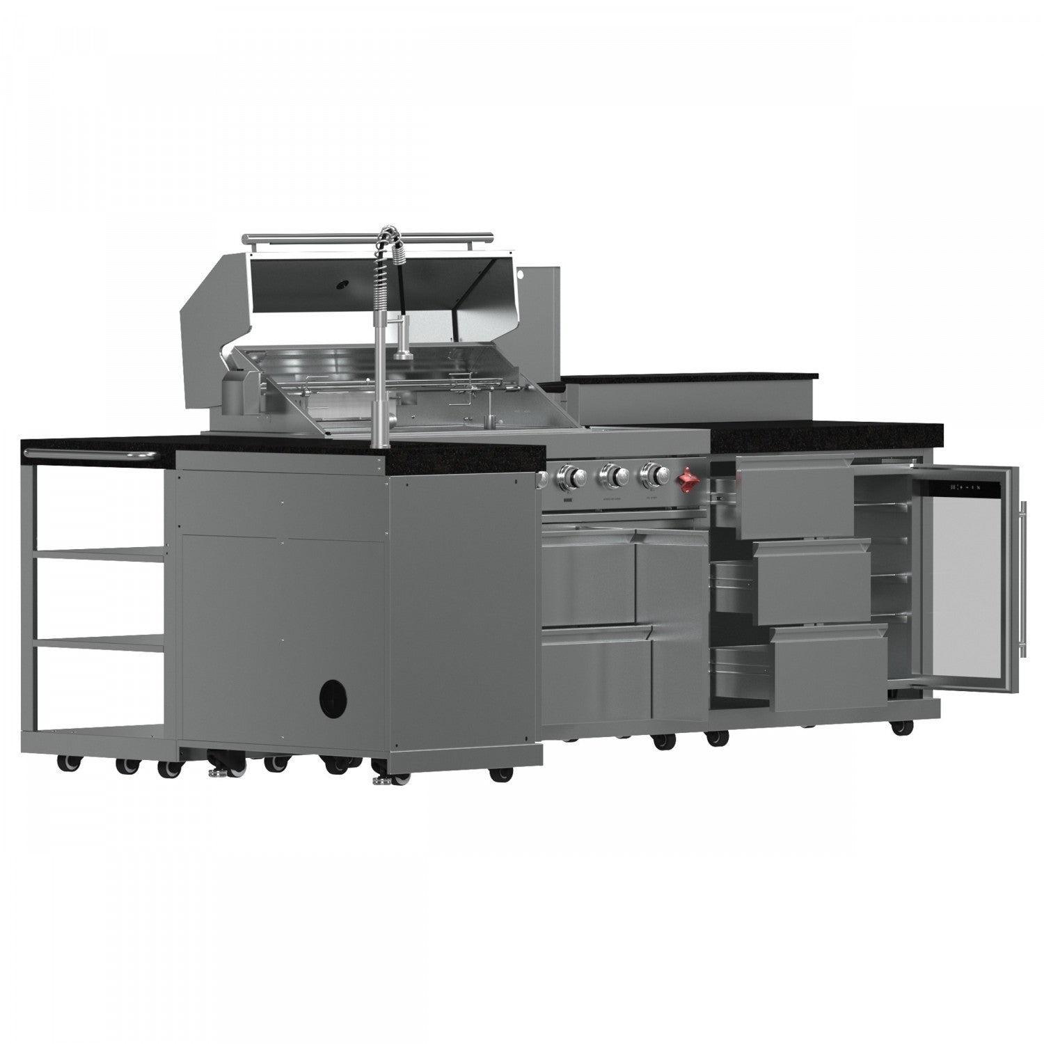 Forno Bulnes Black Countertop Outdoor Kitchen with 40" 84,000 BTU BBQ and Beverage Centre - FODKT2520BLK