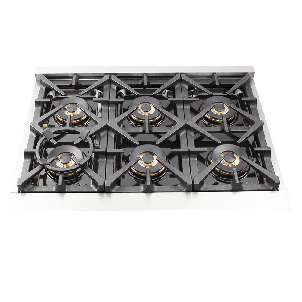 Forno Capriasca 36" Stainless Steel Dual Fuel Range With True Convection (5.36 Cu. Ft.) - FFSGS6187-36