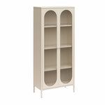 Luna Tall 2-Door Accent Cabinet with Fluted Glass - Parchment