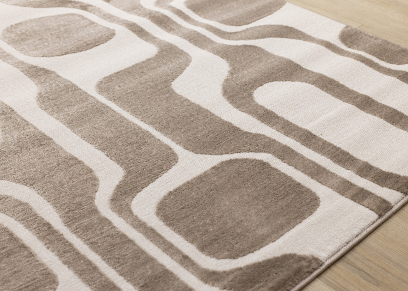 Logan Modern Area Rug - Brown Cream - 8' X 11'