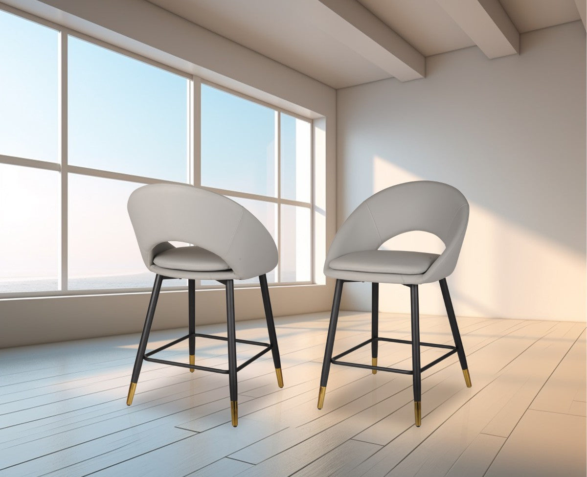 Mila Counter Stool - Grey/Black - Set of Two