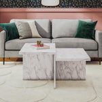 Brielle Two-Tiered Coffee Table - Faux White Marble