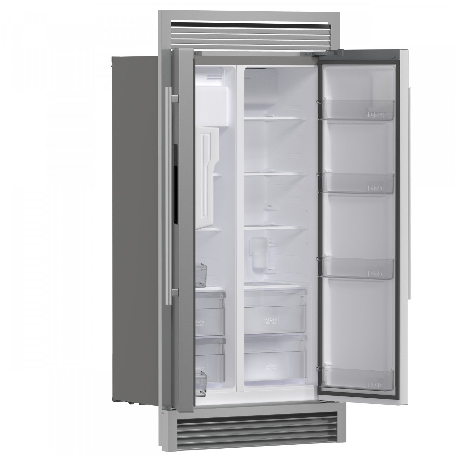 Forno Salerno 40" 20 Cu.Ft. Stainless Steel Built-in Side-by-Side Refrigerator with Ice & Water Dispenser - FFRBI1844-40SG