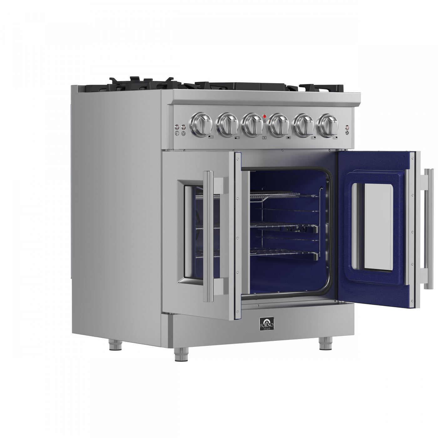 Forno Massimo 30" Stainless Steel French Door Freestanding Gas Range (4.32 Cu. Ft.) - FFSGS6439-30