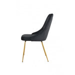 Peacock Velvet Dining Chair - Black/Gold - Set of Two