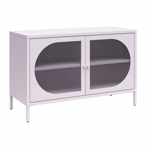Luna Wide 2-Door Accent Cabinet with Fluted Glass - Lilac