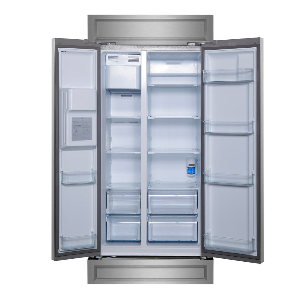 Forno Salerno 40" 20 Cu.Ft. Stainless Steel Built-In Side-by-Side Refrigerator with Ice & Water Dispenser - FFRBI1844-40MG