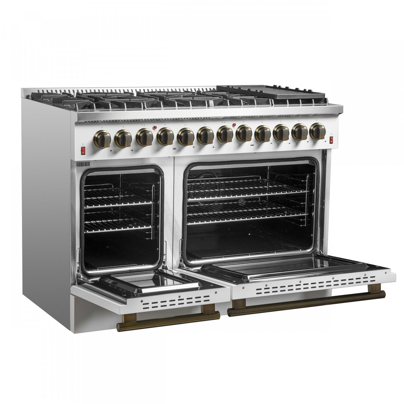 Forno Galiano 48" White Freestanding Dual Fuel Double Oven Range (6.58 Cu. Ft.) - FFSGS6156-48WHT