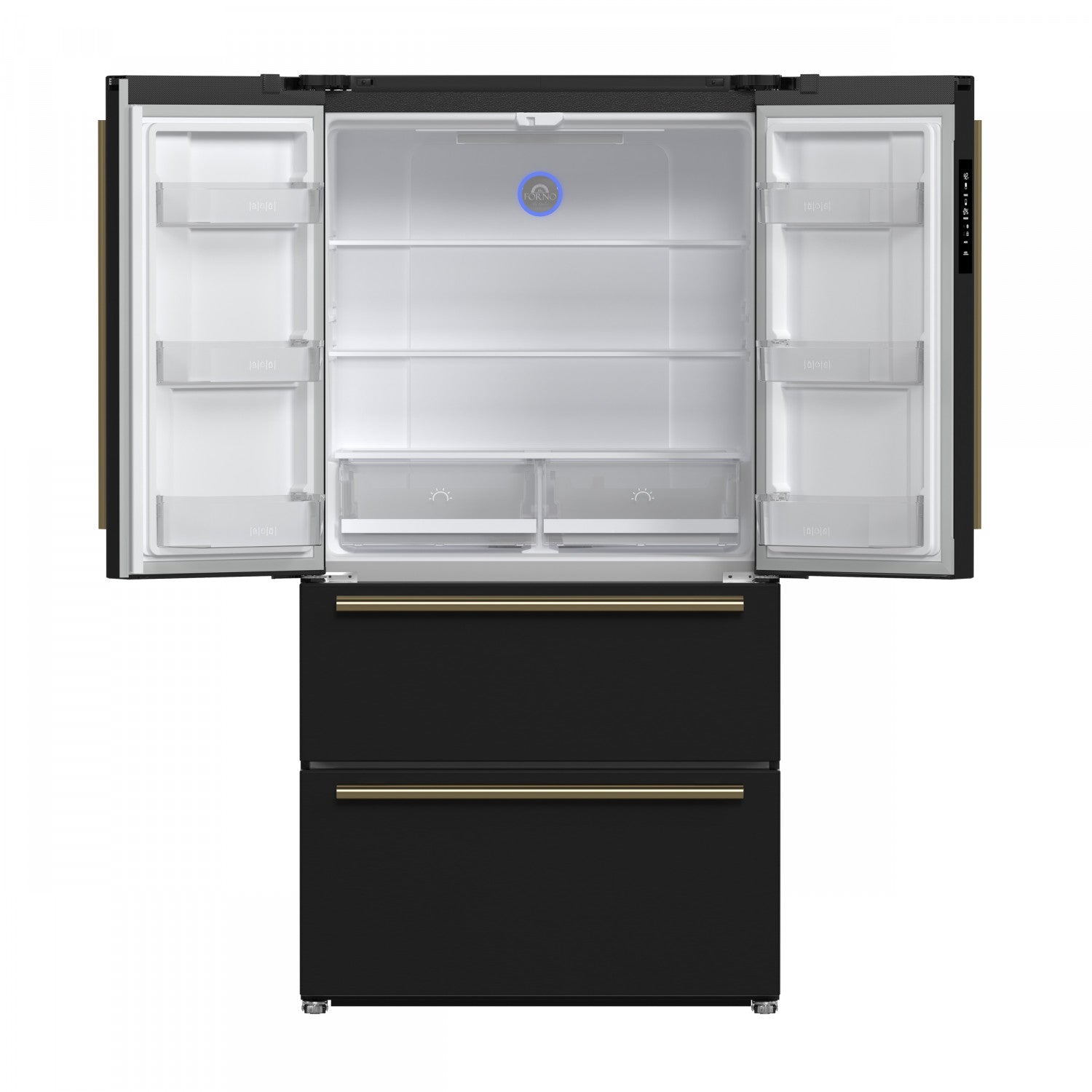 Forno Moena 36" 19.2 Cu.Ft. Black Counter-Depth French Door Refrigerator with Ice Maker - FFRBI1820-36BLK