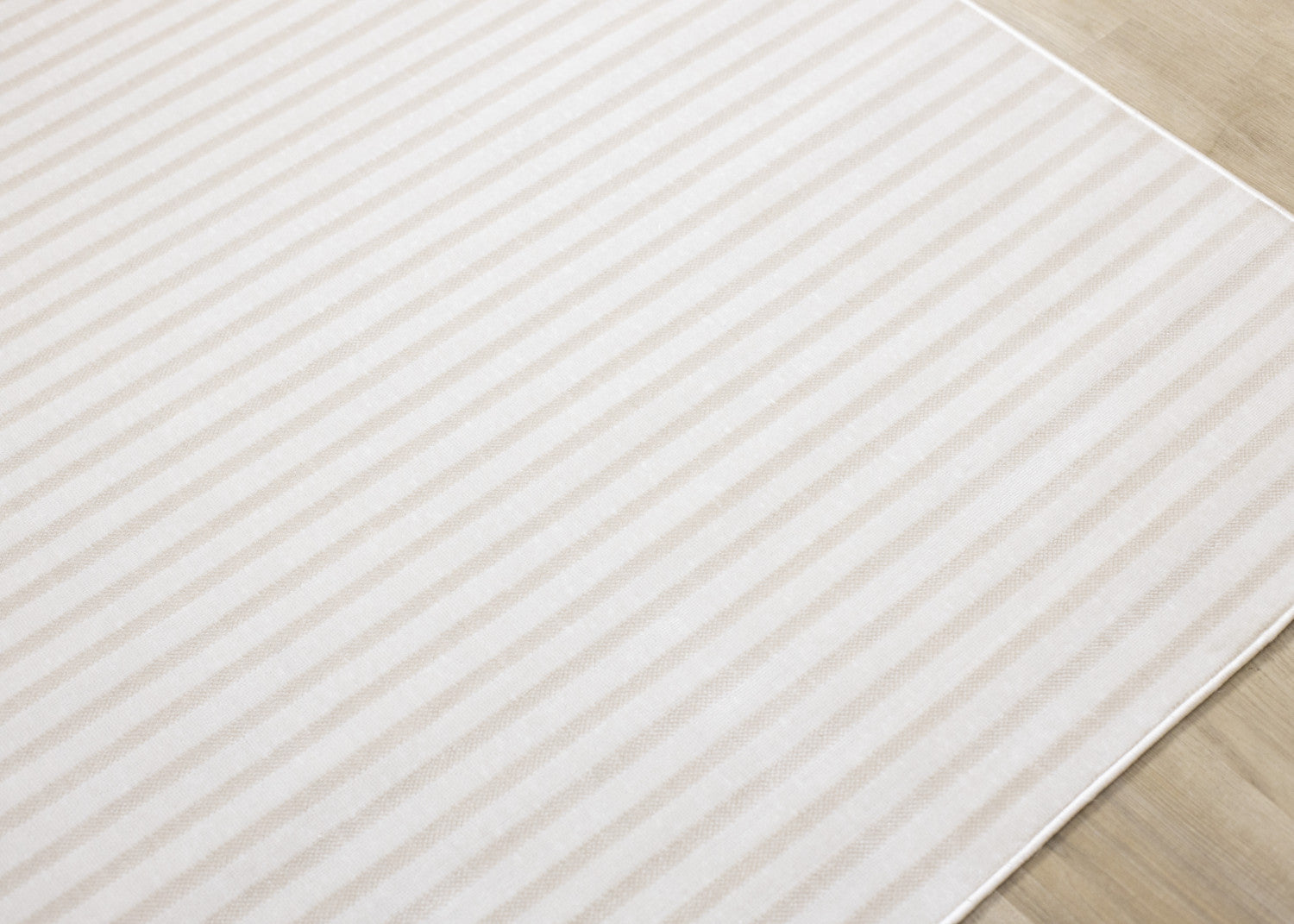 Machine Washable Modern Stripes Area Rug - Cream Beige - 5' X 8'