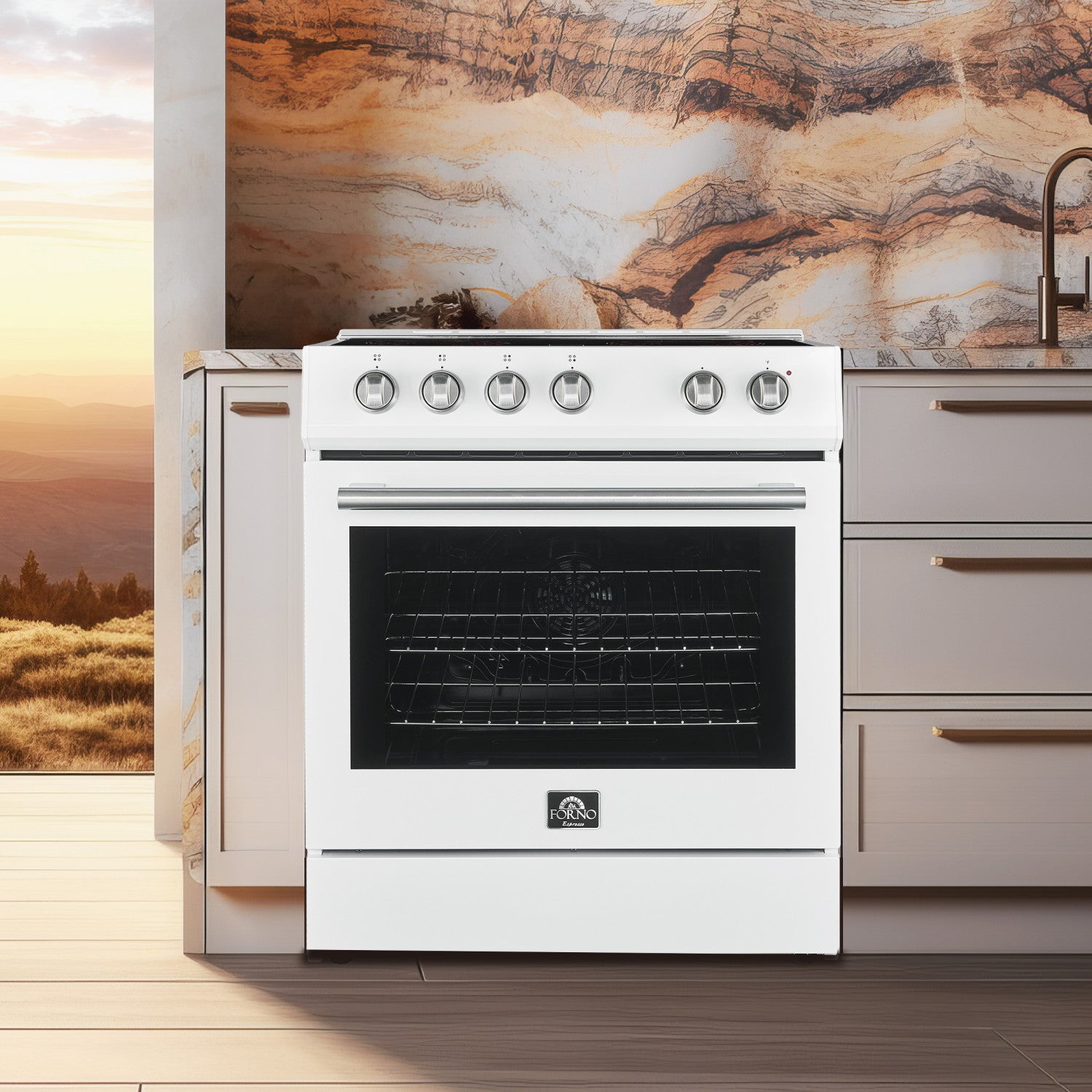 Forno Premium White Kitchen Package with Range and Bottom Freezer Refrigerator - FBDL-003-03CA