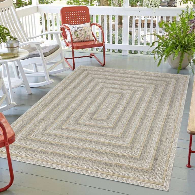 Assia Rectangles Outdoor Rug - 6' x 9' - Beige