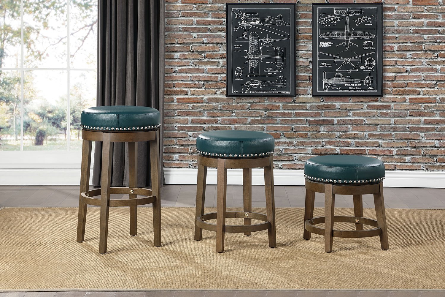Westby Round Swivel Counter Height Stool - Green