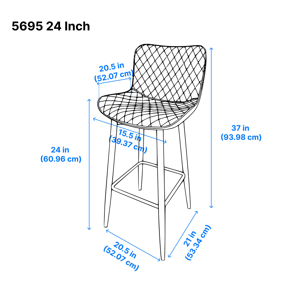 Nya Counter Stool - Blue - Set of Two