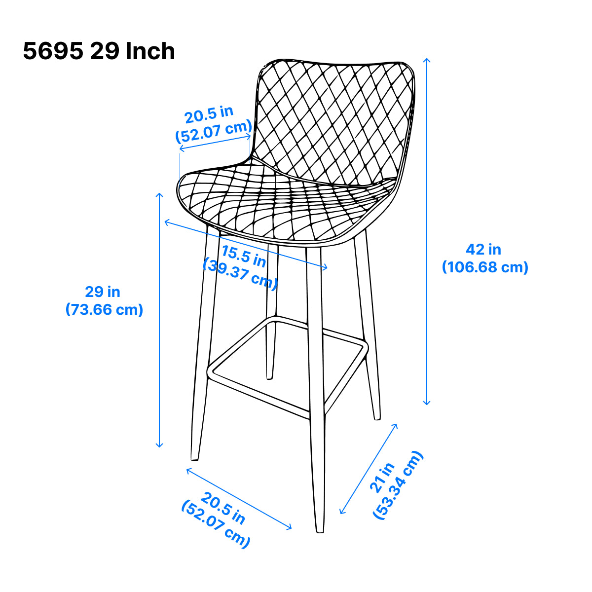 Nya Bar Stool - Blue - Set of Two