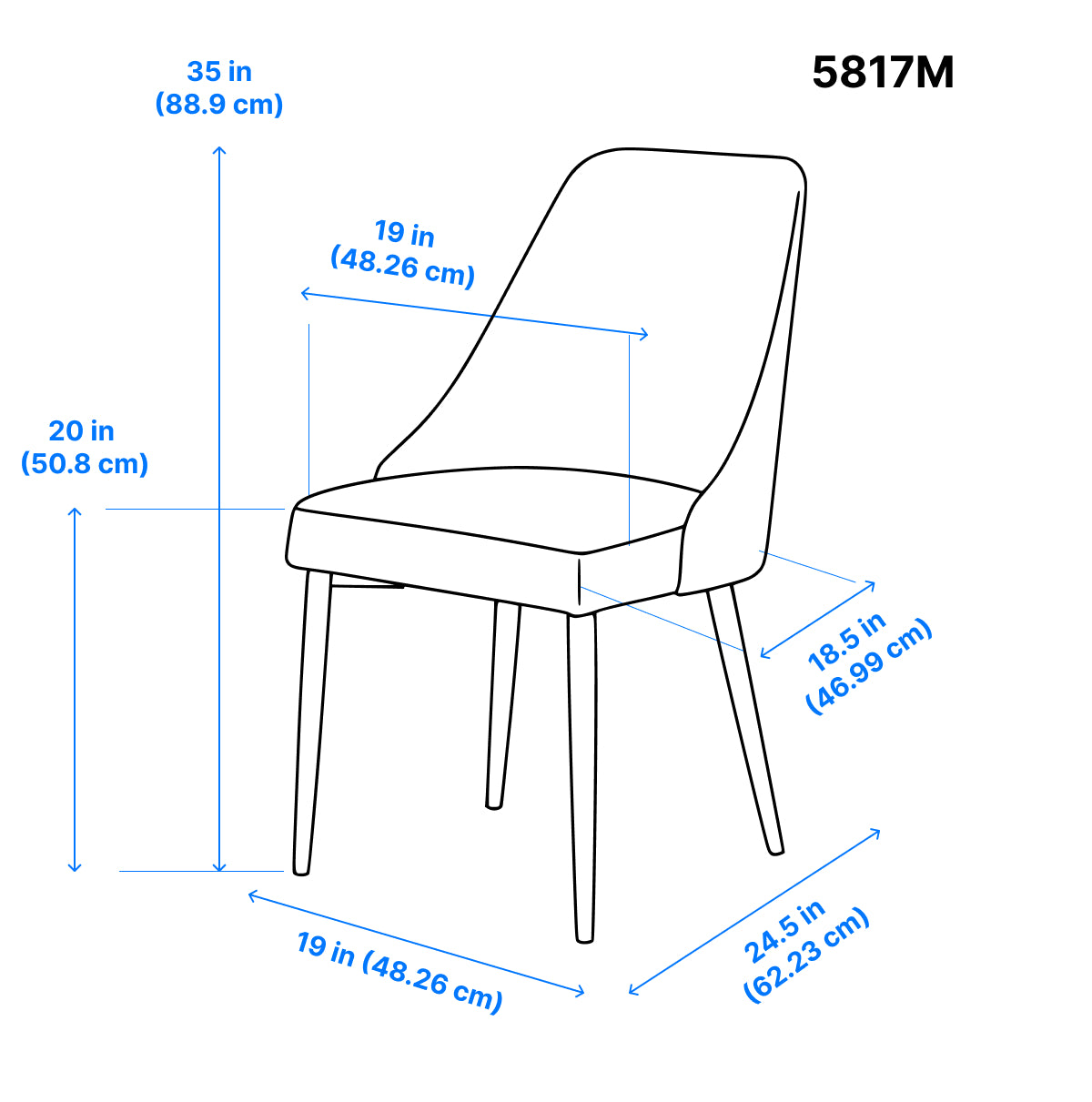 Eugenie Velvet Dining Chair - Blue - Set of Two