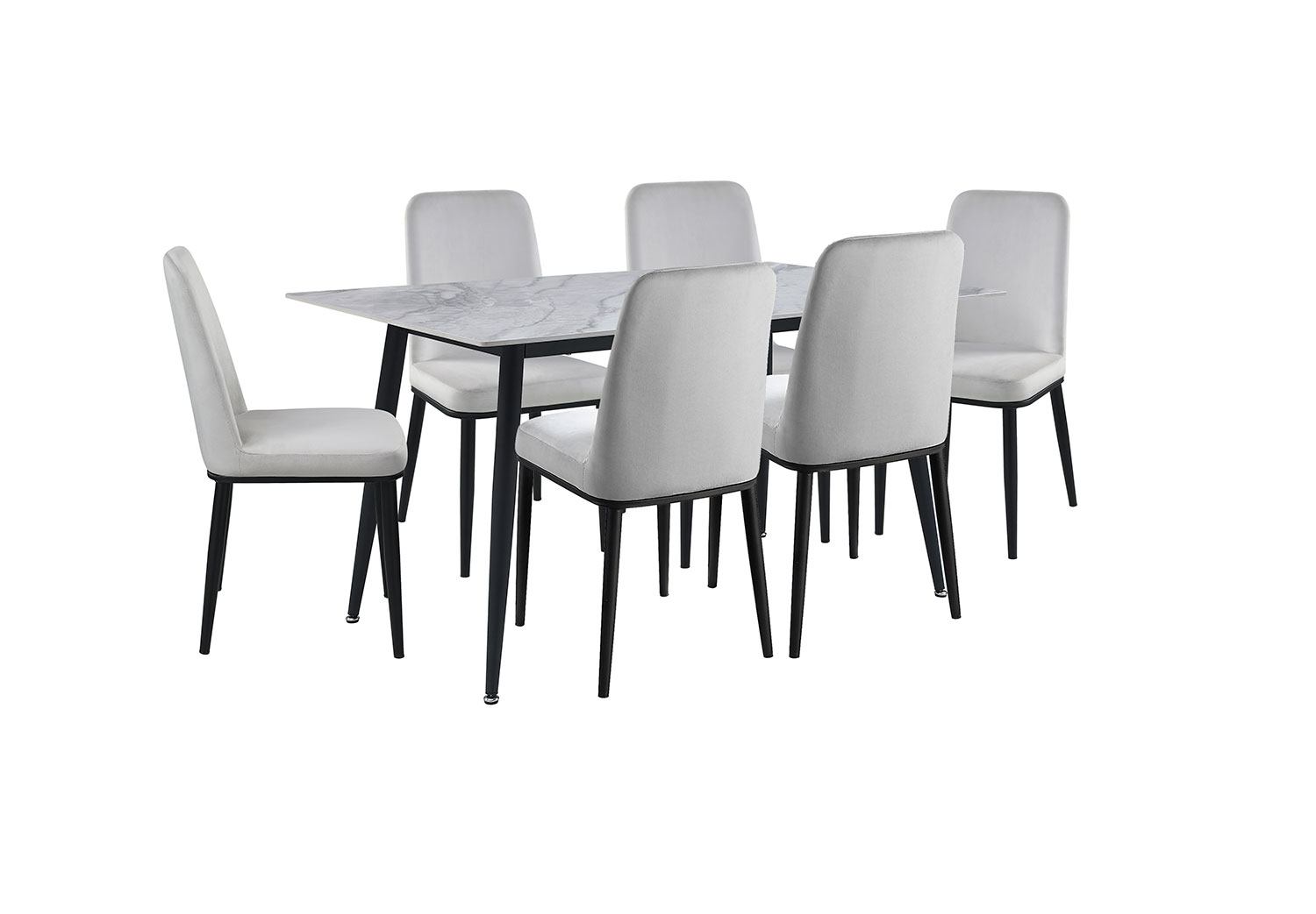 Emberly 7-Piece Sintered Dining Set - Beige, Black