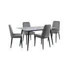 Emberly 5-Piece Sintered Stone Dining Set - Grey, Black