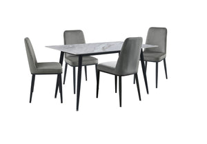 Emberly 5-Piece Sintered Stone Dining Set - Grey, Black