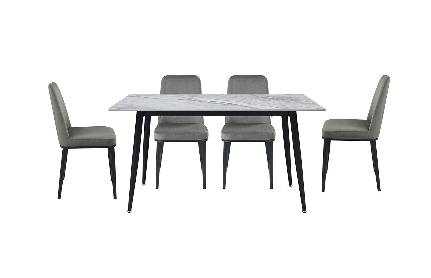 Emberly Sintered Stone Dining Table - Grey, Black