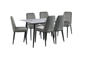 Emberly 7-Piece Sintered Dining Set - Grey, Black