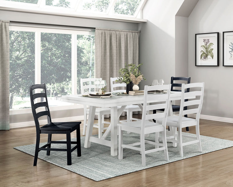 Vivid 7Piece Dining Set White, Black Leon's