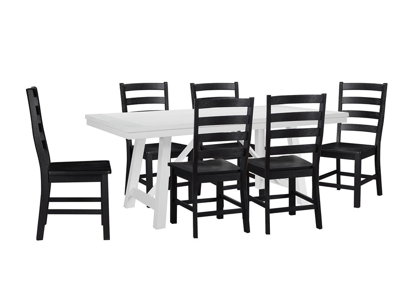 Vivid 7Piece Dining Set White, Black Leon's