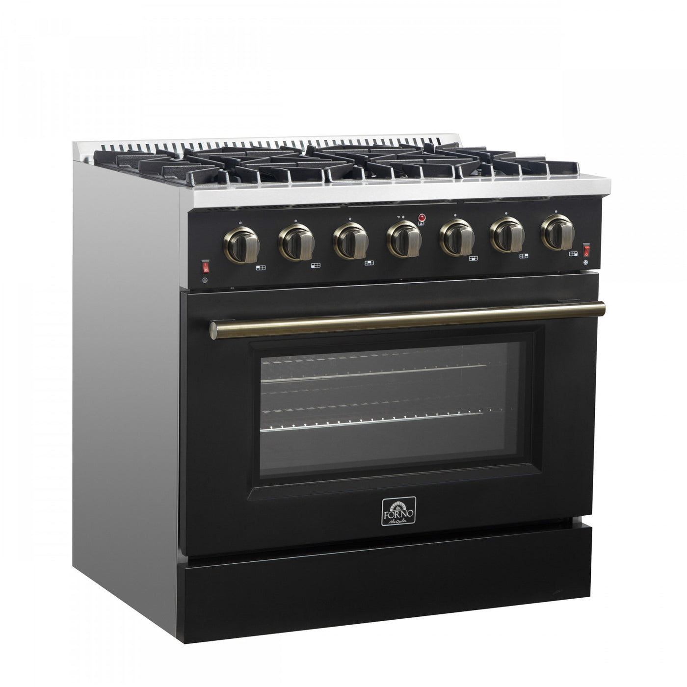 Forno Galiano 36" Black Freestanding Gas Range (5.36 Cu. Ft.) - FFSGS6244-36BLK