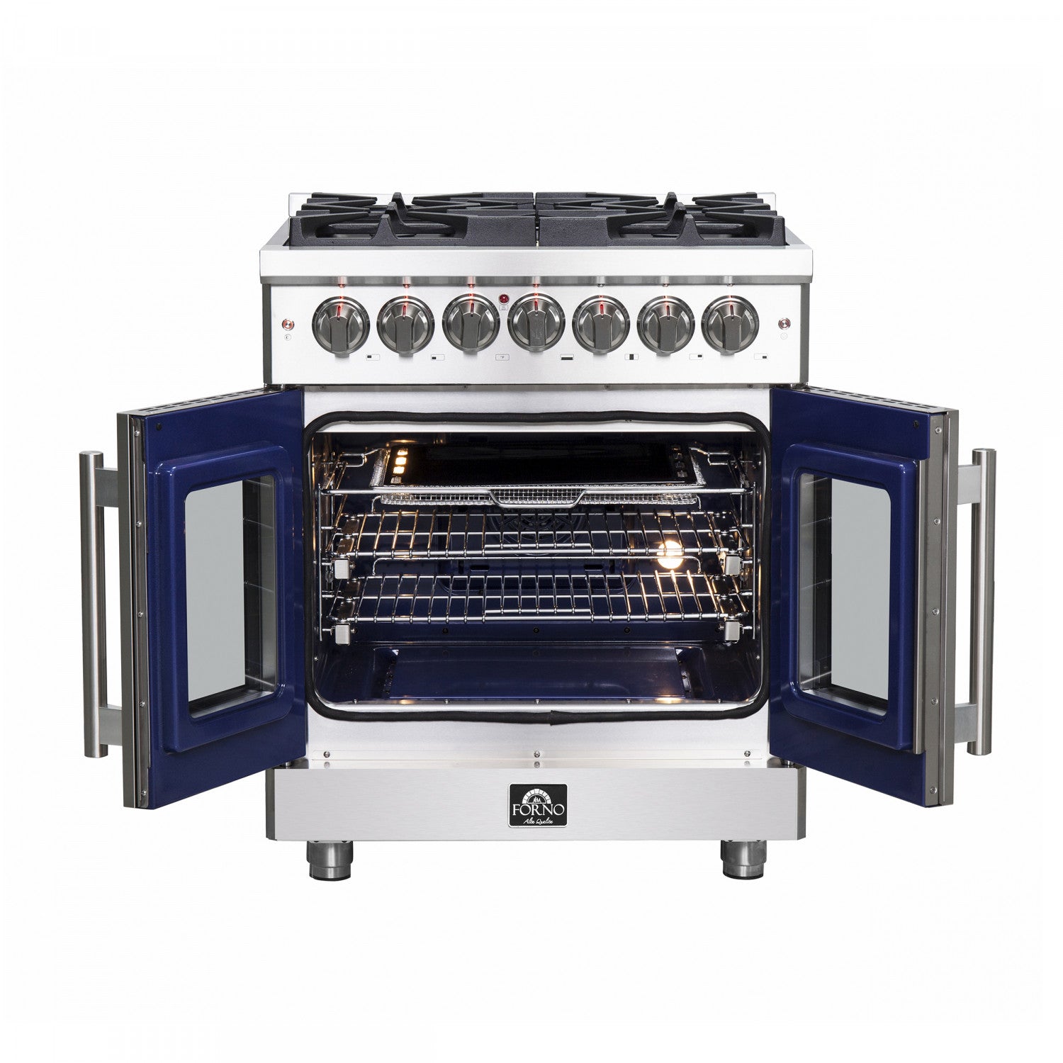 Forno Massimo 30" Stainless Steel French Door Dual Fuel Range with True Convection (4.32 Cu. Ft.) - FFSGS6325-30