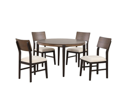 Arabella 5-Piece Round Dining Set - Black, Brown