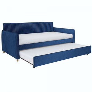 Daphne Upholstered Twin Daybed with Twin Trundle - Blue Velvet