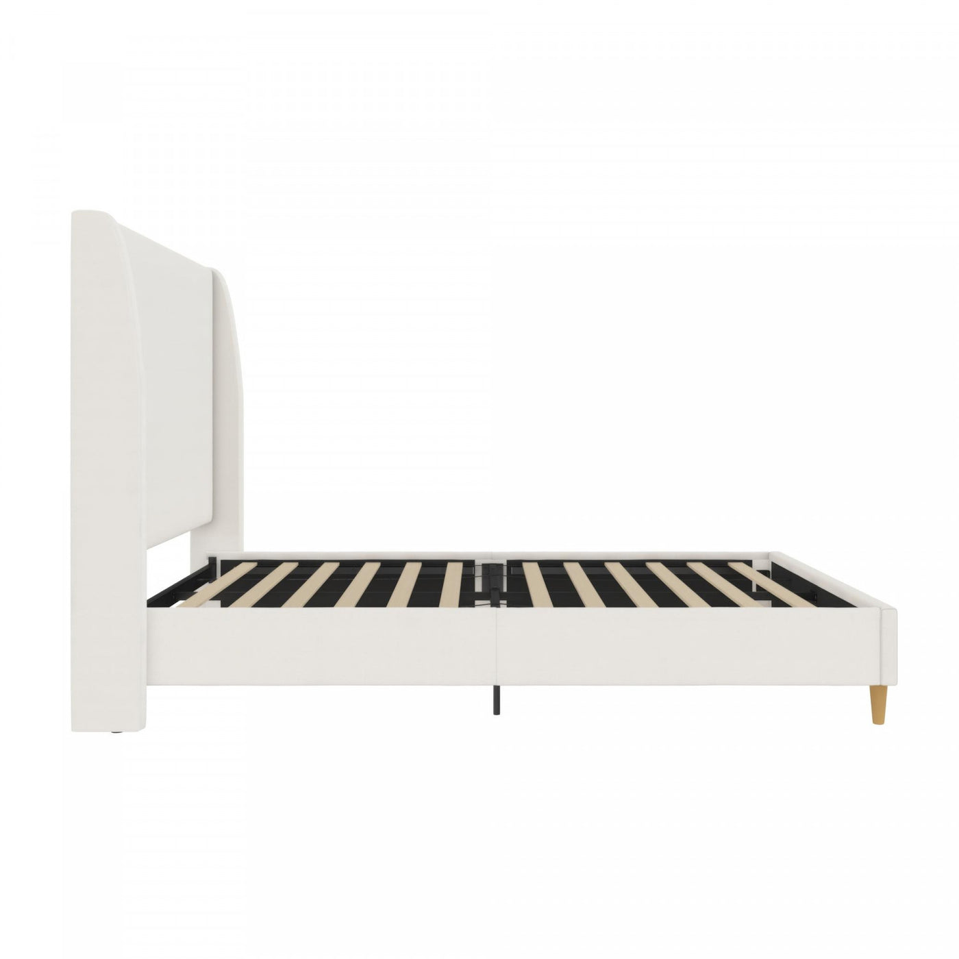 Tess Upholstered Wingback Queen Bed - Ivory Linen