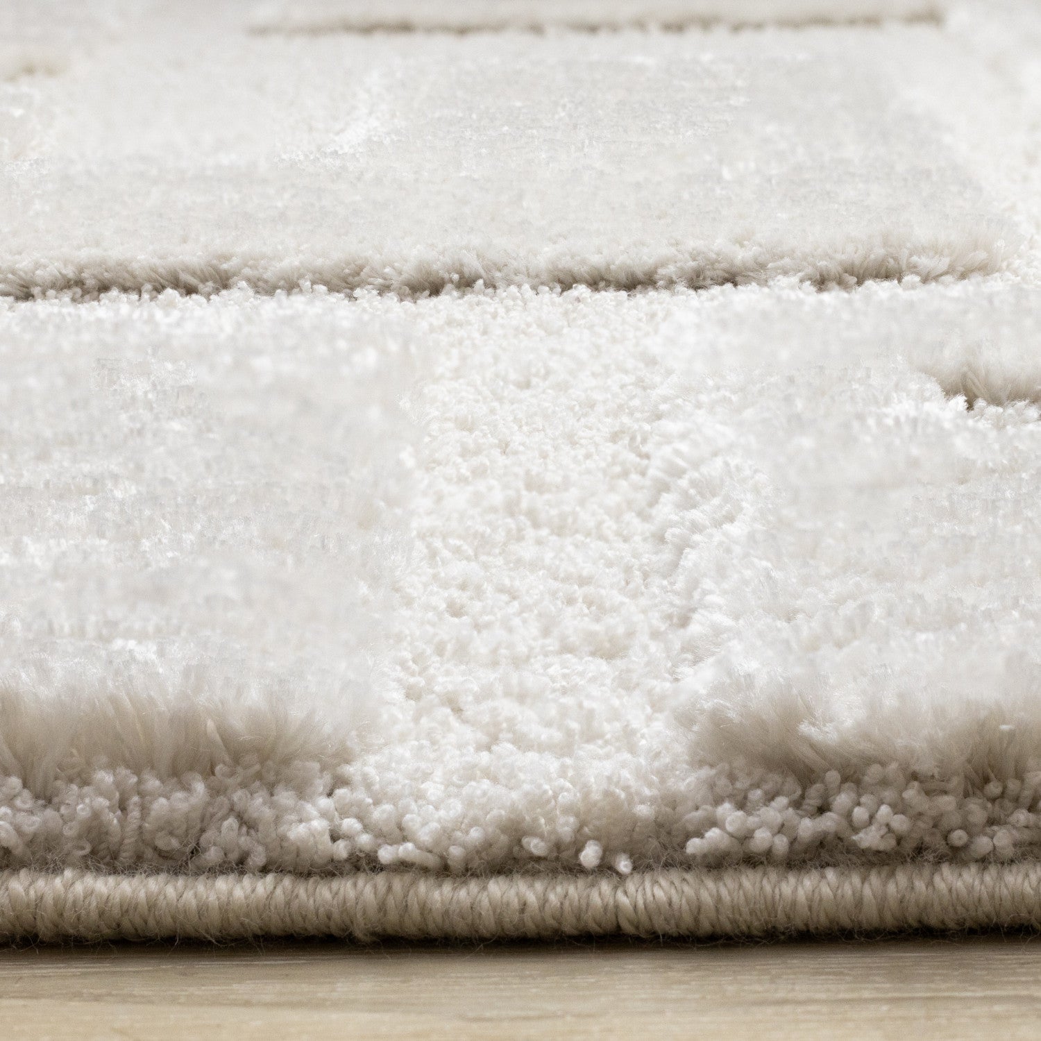 Luxury Plush Textured Shapes Area Rug - Cream - 8' X 11'