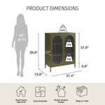 Luna Short 2-Door Metal Accent Cabinet with Fluted Glass - Olive Green