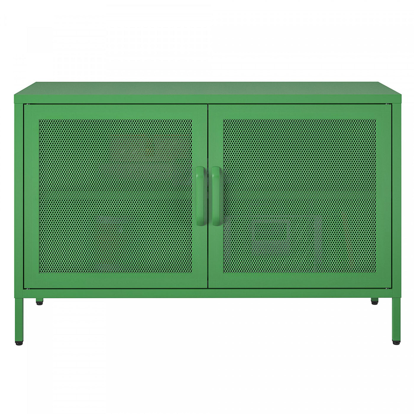 Channing Wide 2 Door Storage Cabinet with Mesh Metal - Kelly Green
