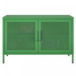 Channing Wide 2 Door Storage Cabinet with Mesh Metal - Kelly Green