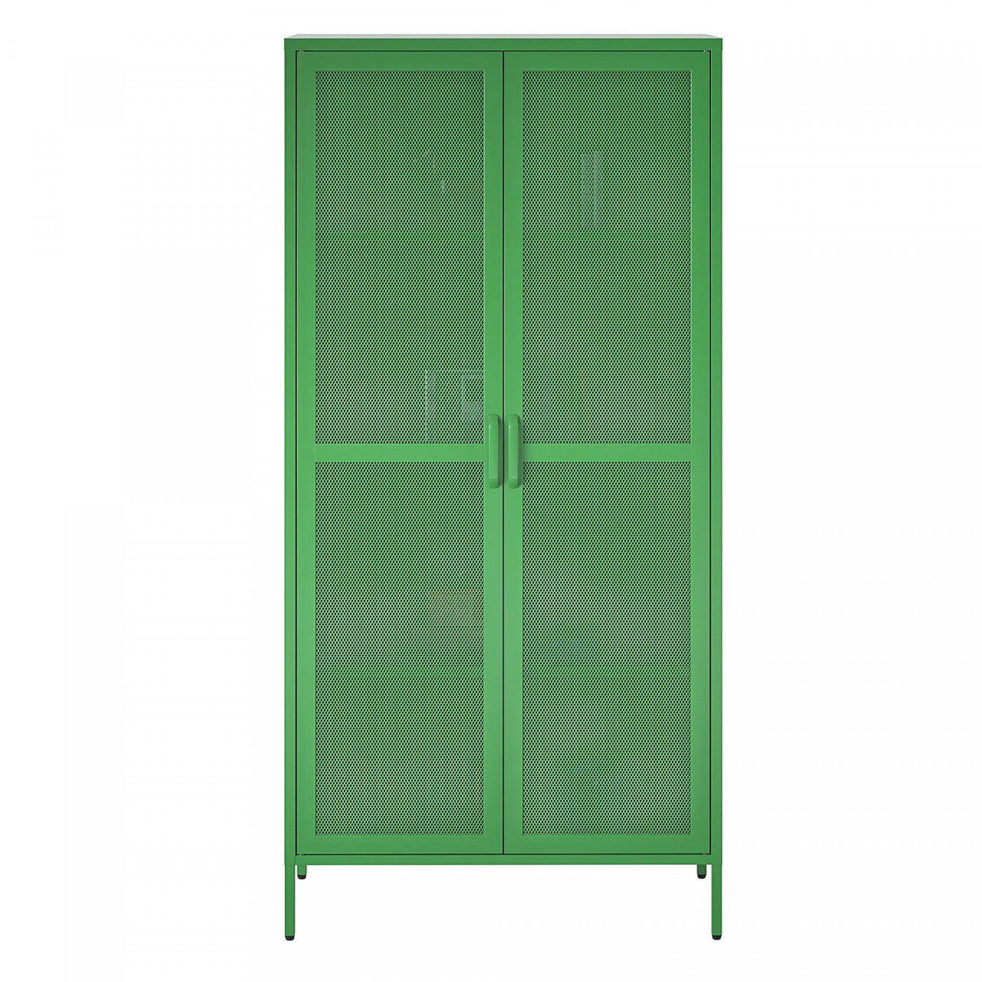 Channing Tall 2 Door Storage Cabinet with Mesh Metal - Kelly Green
