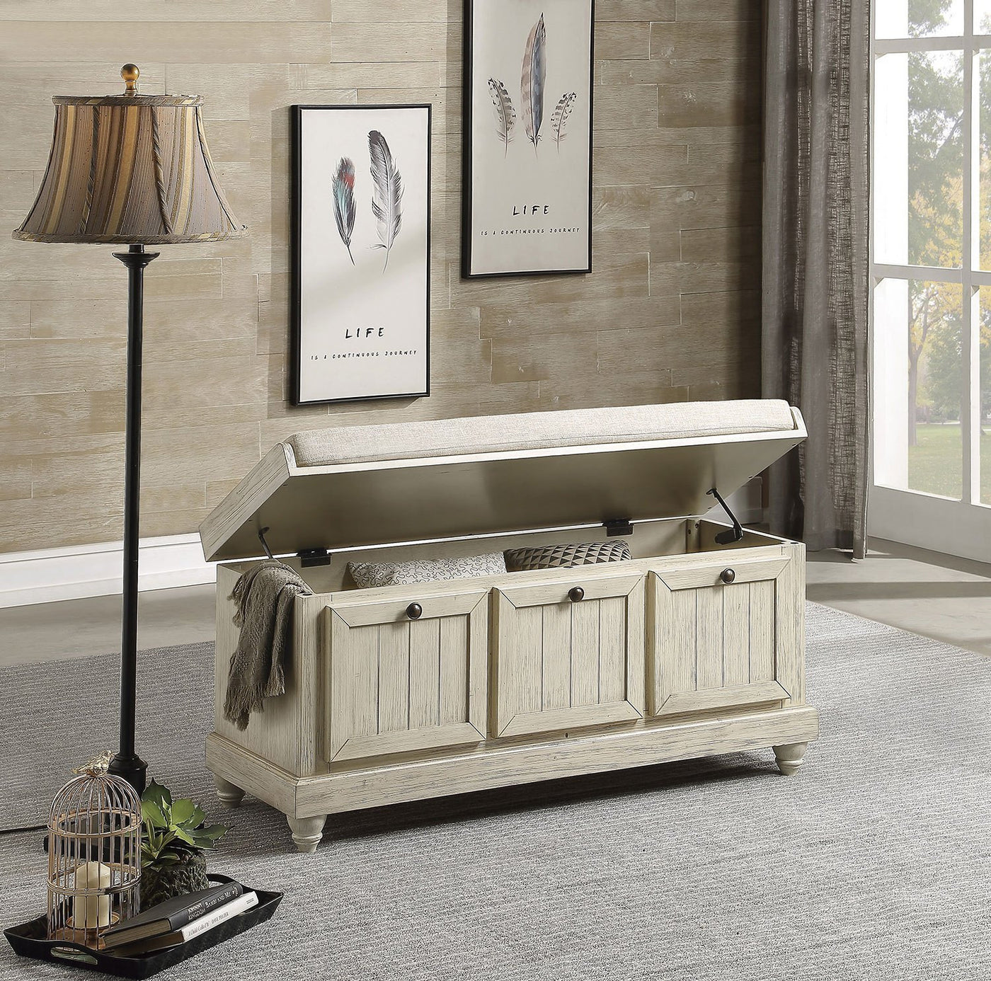 Woodwell Bench - Antique White