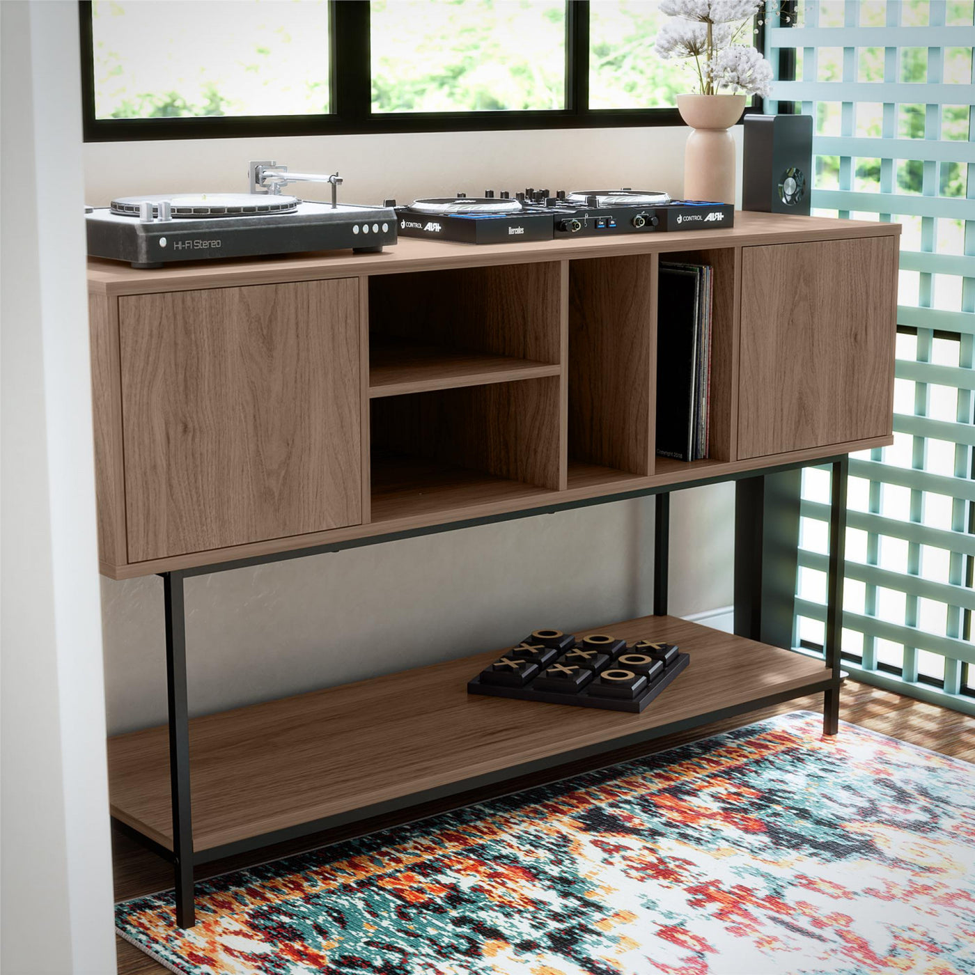 Cooper Media Credenza/DJ Stand - Walnut