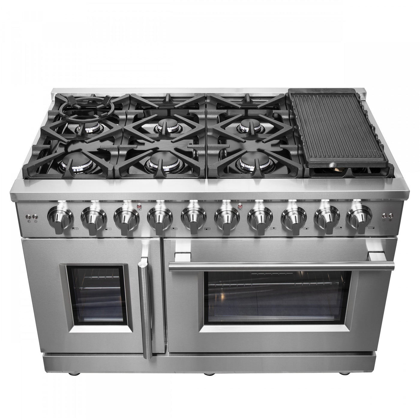 Forno Massimo 48" Stainless Steel French Door Freestanding Double Oven Gas Range (6.58 Cu. Ft.) - FFSGS6439-48
