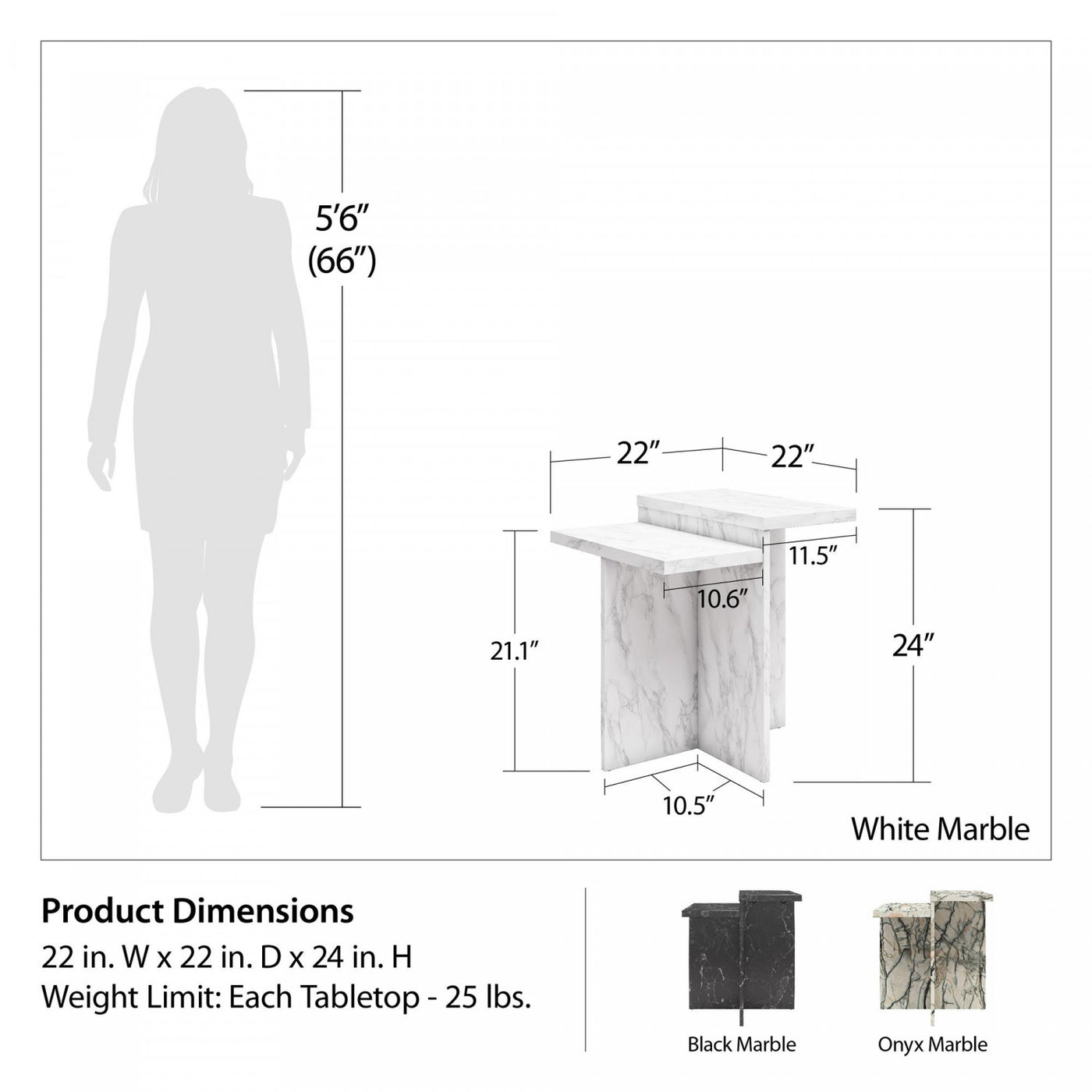 Brielle Accent Table - Faux Onyx Marble