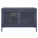 Channing Wide 2 Door Storage Cabinet with Mesh Metal - Navy