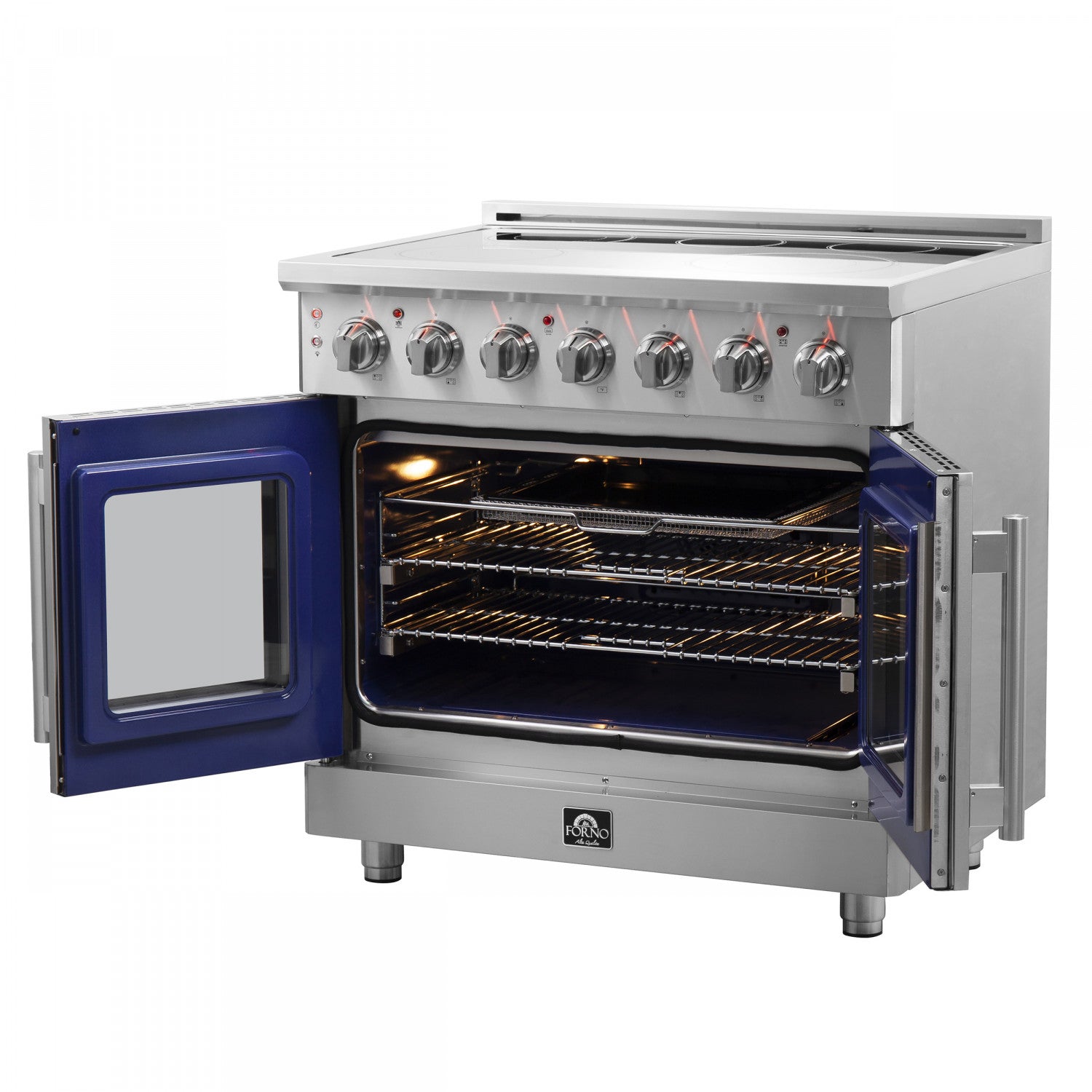 Forno Massimo 36" Stainless Steel French Door Electric Range with True Convection and Air Fry (5.36 Cu. Ft) - FFSEL6955-36