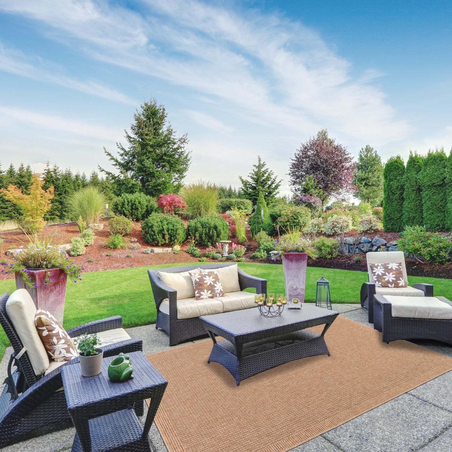 Avanos Crosshatch Indoor/Outdoor Rug - 8' x 10' - Beige