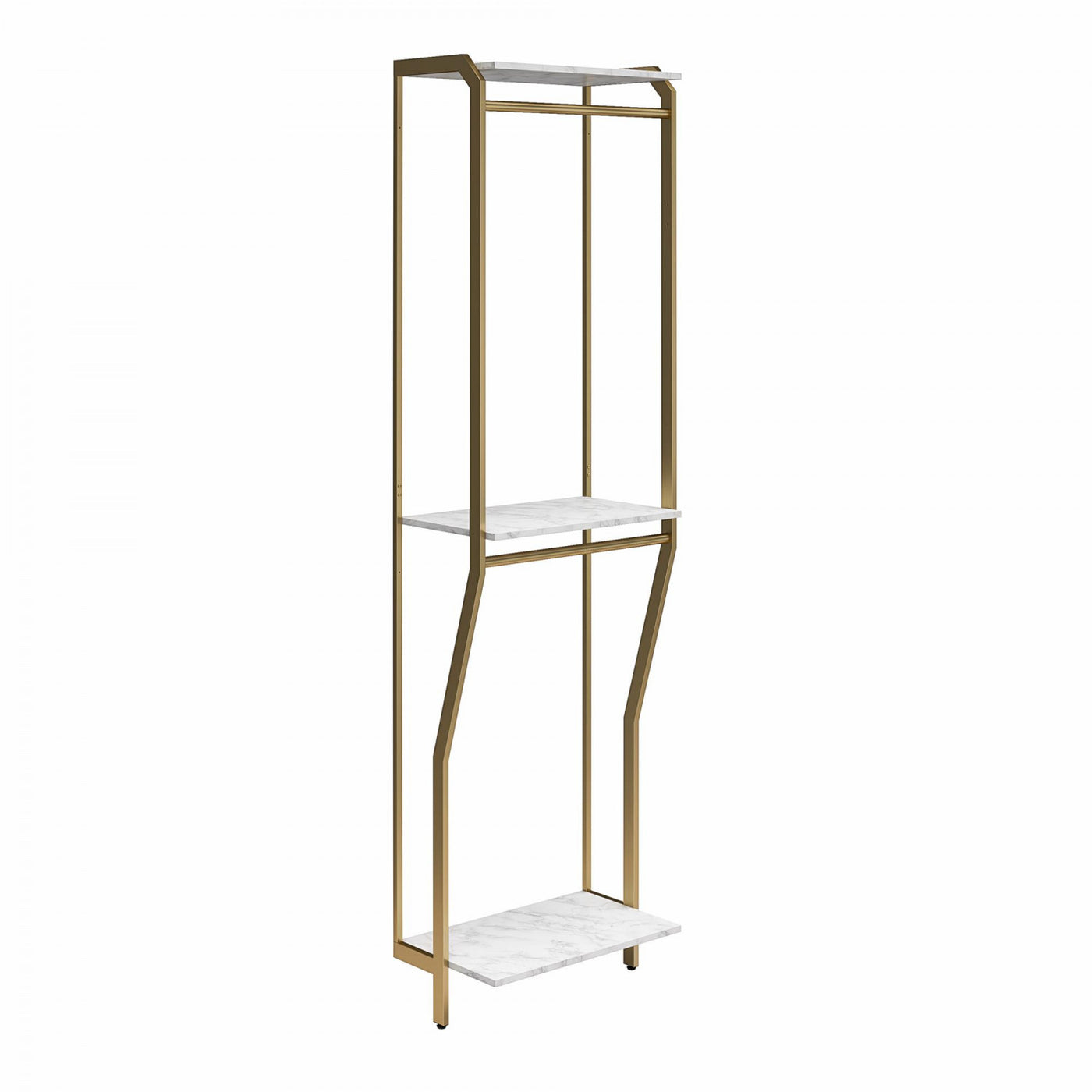 Gwyneth Closet with Hanging Rods - White Faux Marble/Golden Bronze