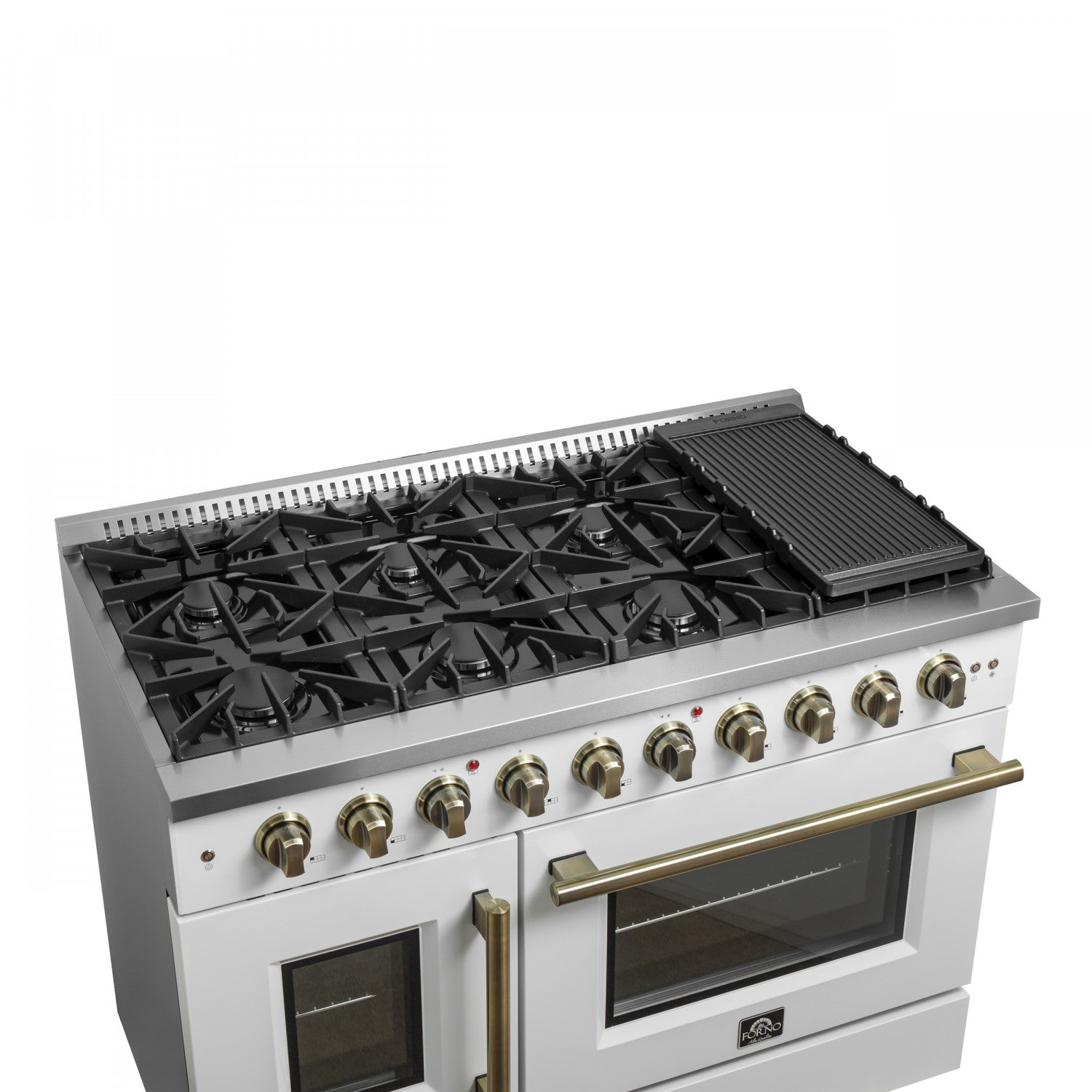Forno Galiano 48" White Freestanding Double Oven Gas Range (6.58 Cu. Ft.) - FFSGS6444-48WHT